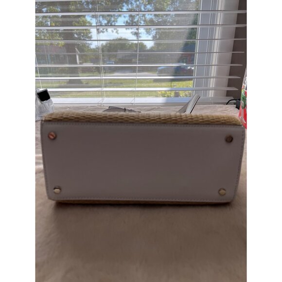 Kate Spade New York Wicker & White Leather Small Satchel Crossbody Bag - Picture 3 of 14